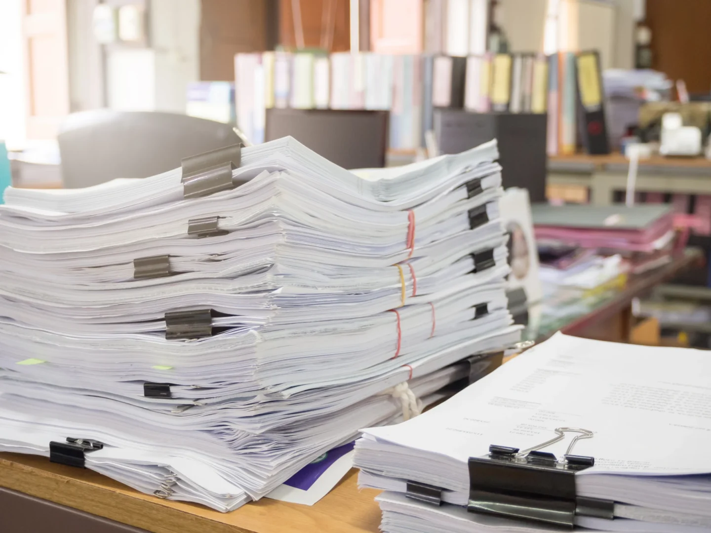 stack of papers to be scanned